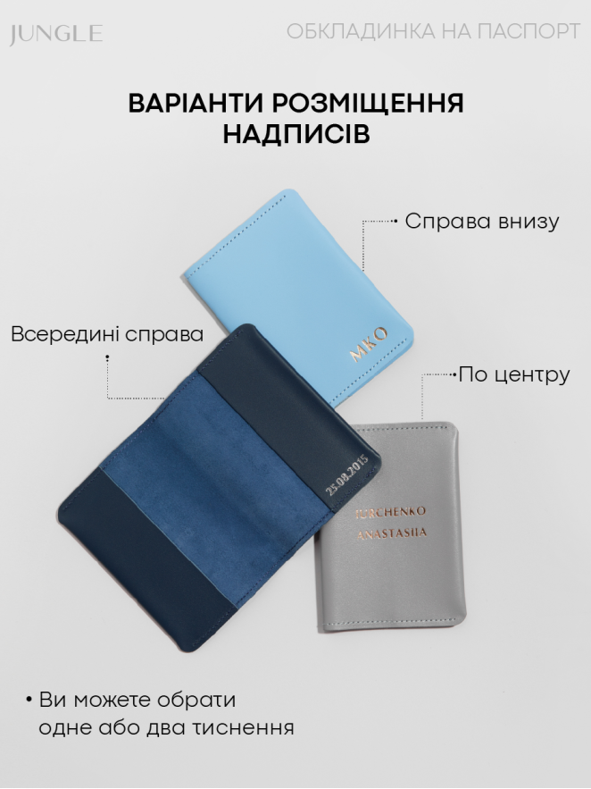 Синій набір Овальна косметичка, Обкладинка на паспорт і Обкладинка для ID паспорта / 1